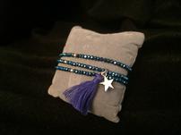Blue crystal wrap with star and blue tassel bracelet 202//151